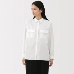 Hot Muji Camisa de popelina de algodón para mujer