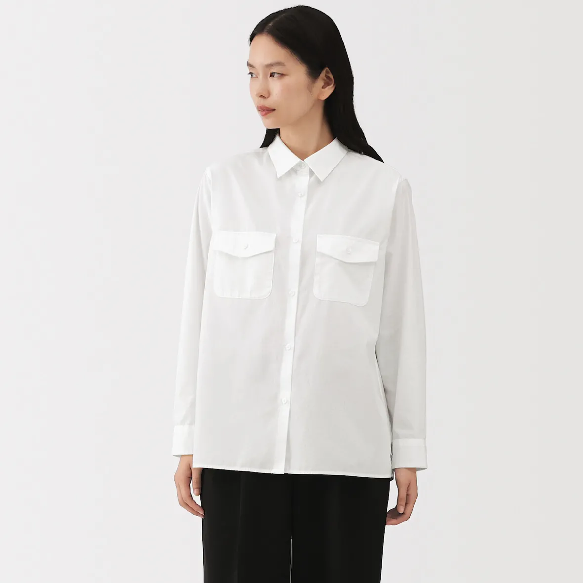 Hot Muji Camisa de popelina de algodón para mujer