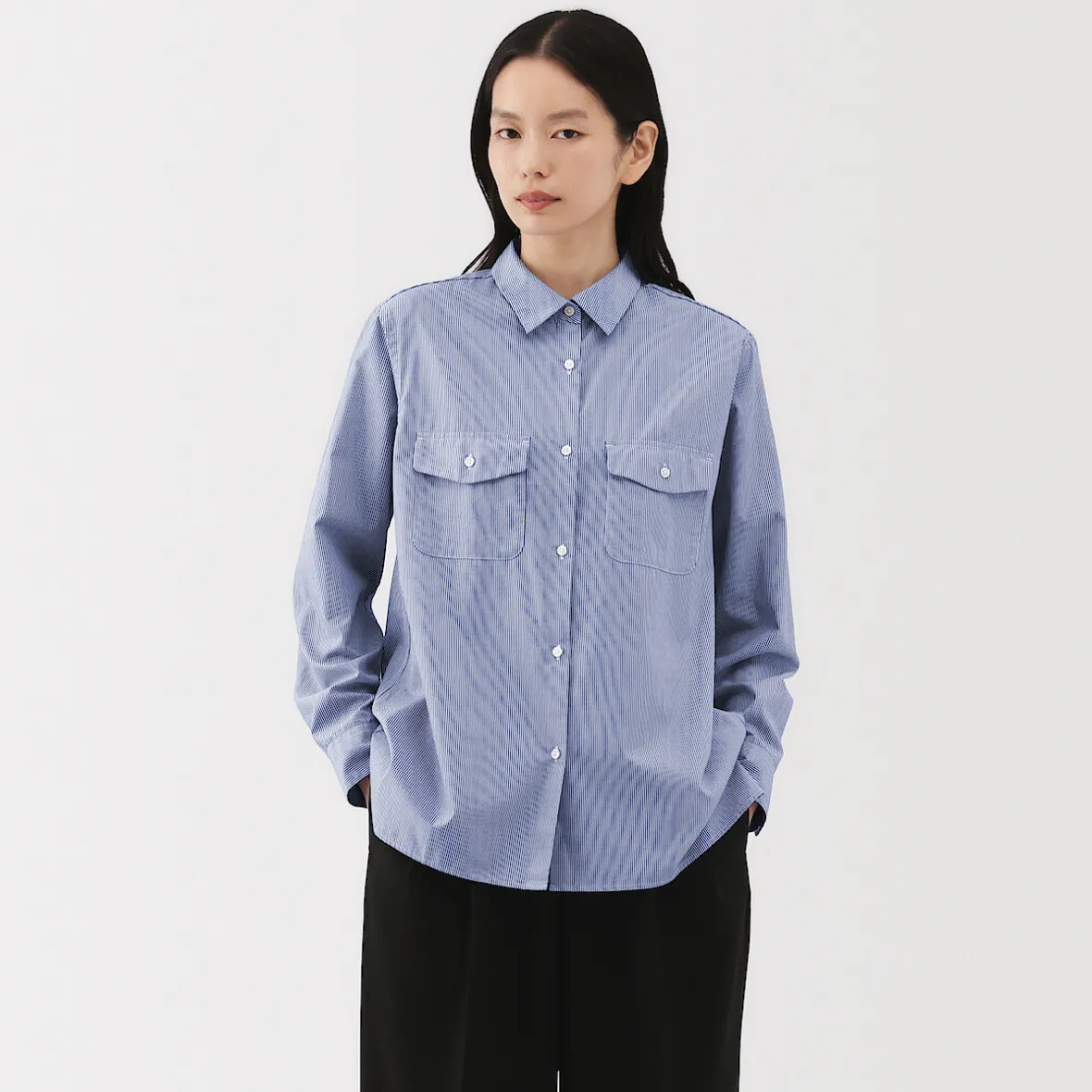Hot Muji Camisa de popelina de algodón para mujer