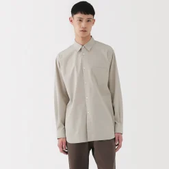 Hot Muji Camisa de popelina de algodón para hombre