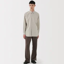 Hot Muji Camisa de popelina de algodón para hombre