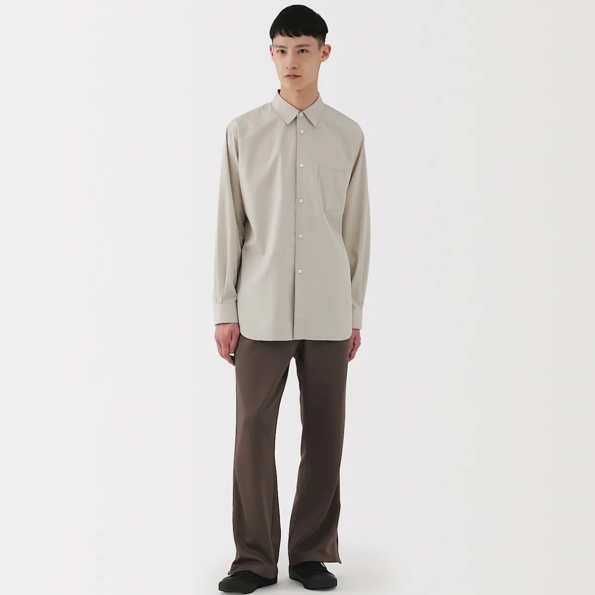 Hot Muji Camisa de popelina de algodón para hombre