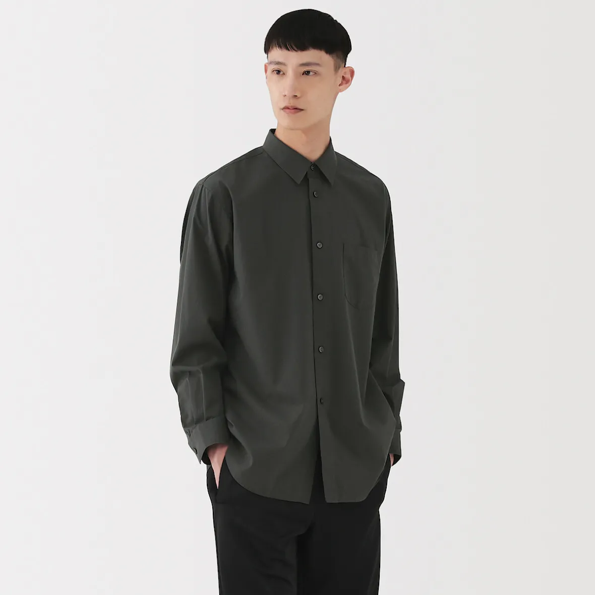 Hot Muji Camisa de popelina de algodón para hombre