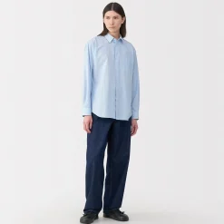 Discount Muji Camisa de popelina de algodón para hombre