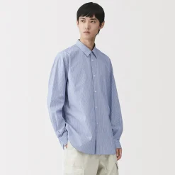 Outlet Muji Camisa de popelín de algodón orgánico para hombre
