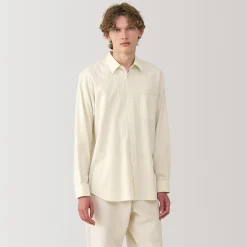 New Muji Camisa de sarga de algodón cepillado para hombre
