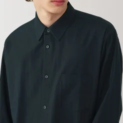 New Muji Camisa de sarga de algodón cepillado para hombre