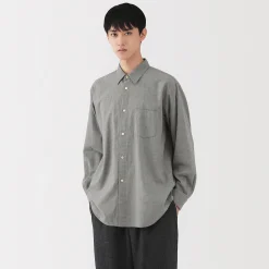 New Muji Camisa de sarga de algodón cepillado para hombre