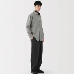 New Muji Camisa de sarga de algodón cepillado para hombre