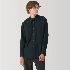 New Muji Camisa de sarga de algodón cepillado para hombre
