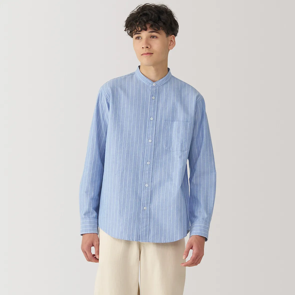 Muji Camisa estilo Oxford cuello Mao para hombre…