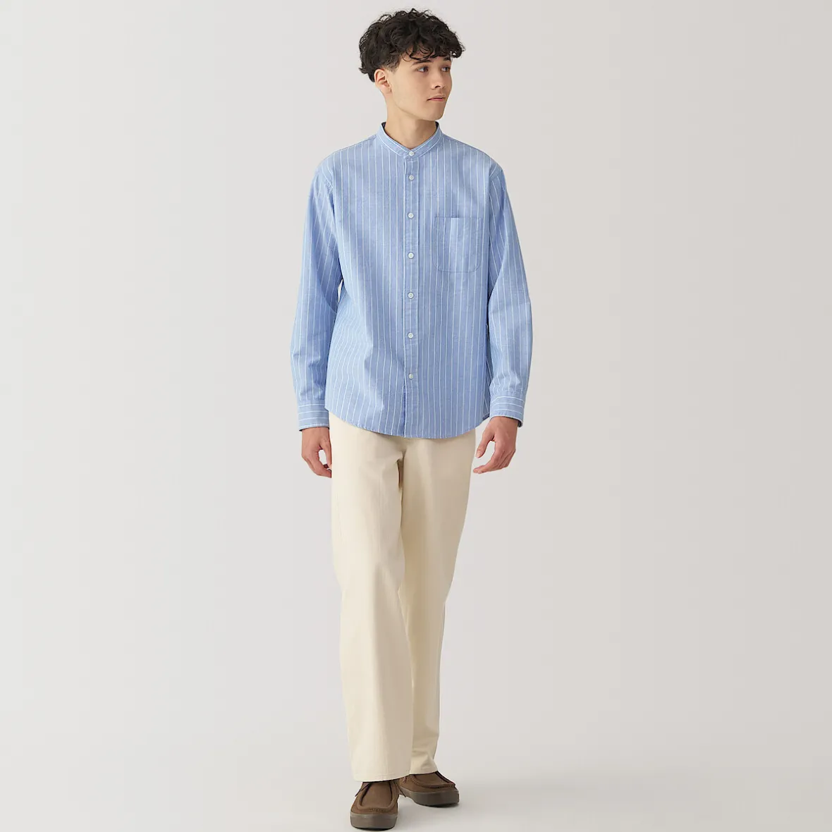 Muji Camisa estilo Oxford cuello Mao para hombre…