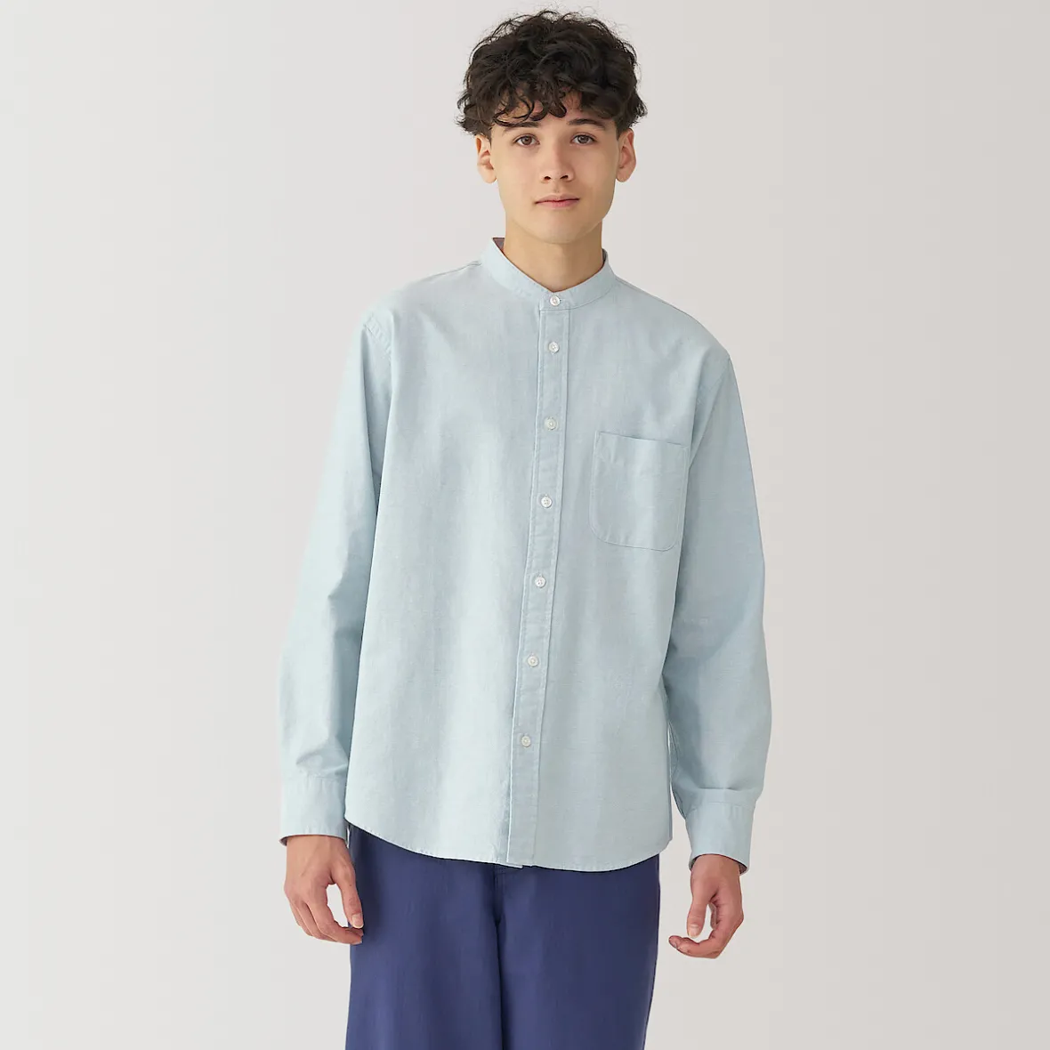 Muji Camisa estilo Oxford cuello Mao para hombre…