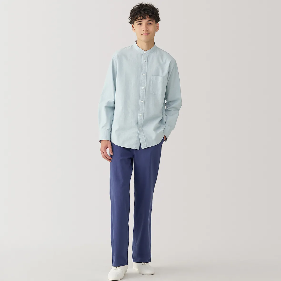 Muji Camisa estilo Oxford cuello Mao para hombre…