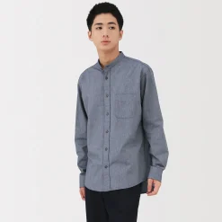 Discount Muji Camisa estilo Oxford cuello Mao para hombr