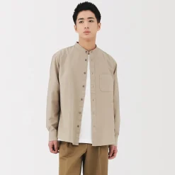 Clearance Muji Camisa estilo Oxford cuello Mao para hombre