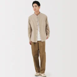Clearance Muji Camisa estilo Oxford cuello Mao para hombre