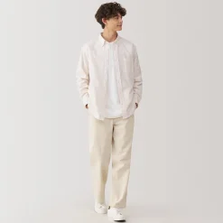 Muji Camisa Oxford con botones y acabado lavado para hombre…