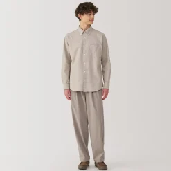 Muji Camisa Oxford con botones y acabado lavado para hombre…