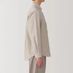 Muji Camisa Oxford con botones y acabado lavado para hombre…