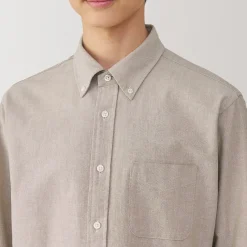 Muji Camisa Oxford con botones y acabado lavado para hombre…