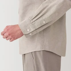 Muji Camisa Oxford con botones y acabado lavado para hombre…