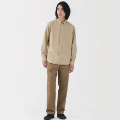 Muji Camisa Oxford con botones y acabado lavado para hombre…