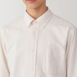 Muji Camisa Oxford con botones y acabado lavado para hombre…