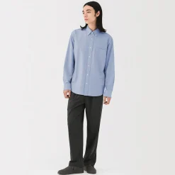 Outlet Muji Camisa Oxford con botones y acabado lavado para hombre
