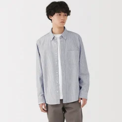Outlet Muji Camisa Oxford con botones y acabado lavado para hombre