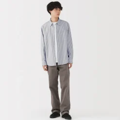 Outlet Muji Camisa Oxford con botones y acabado lavado para hombre