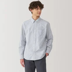 Outlet Muji Camisa Oxford con botones y acabado lavado para hombre
