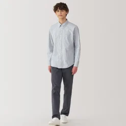Outlet Muji Camisa Oxford con botones y acabado lavado para hombre