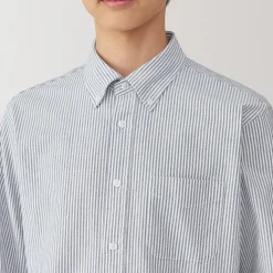 Outlet Muji Camisa Oxford con botones y acabado lavado para hombre