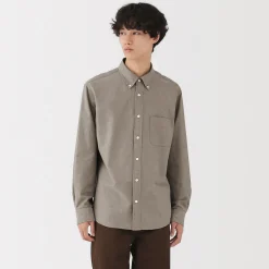 Outlet Muji Camisa Oxford con botones y acabado lavado para hombre