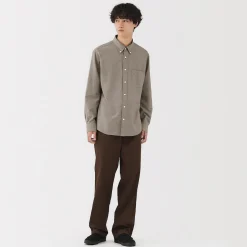 Outlet Muji Camisa Oxford con botones y acabado lavado para hombre