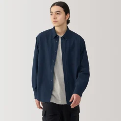Outlet Muji Camisa Oxford con botones y acabado lavado para hombre