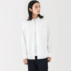Outlet Muji Camisa Oxford con botones y acabado lavado para hombre