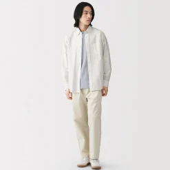 Best Muji Camisa Oxford con botones y acabado lavado para hombre