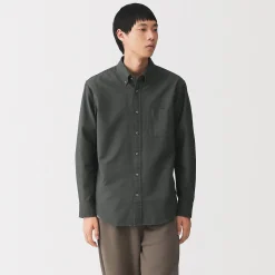Best Muji Camisa Oxford con botones y acabado lavado para hombre