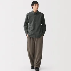 Best Muji Camisa Oxford con botones y acabado lavado para hombre