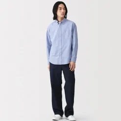 Best Muji Camisa Oxford con botones y acabado lavado para hombre
