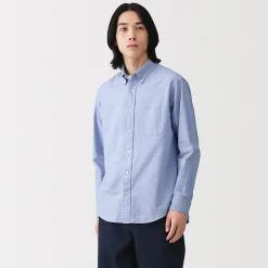 Best Muji Camisa Oxford con botones y acabado lavado para hombre
