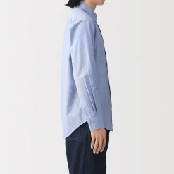 Best Muji Camisa Oxford con botones y acabado lavado para hombre