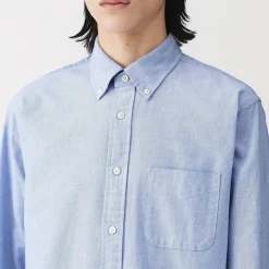 Best Muji Camisa Oxford con botones y acabado lavado para hombre