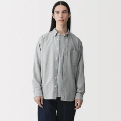 Best Muji Camisa Oxford con botones y acabado lavado para hombre