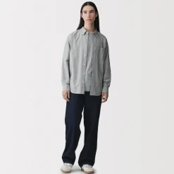Best Muji Camisa Oxford con botones y acabado lavado para hombre