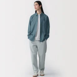 Best Muji Camisa Oxford con botones y acabado lavado para hombre