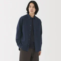 Online Muji Camisa Oxford con botones y acabado lavado para hombre
