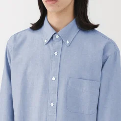 Online Muji Camisa Oxford con botones y acabado lavado para hombre